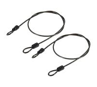 TOP-VIGOR Lot de 2 câbles de sécurité en acier, 2,5 mm x 0,5 m, avec revêtement de sécurité, câble de sécurité à double boucle flexible pour voyage, bagages, vélo, noir
