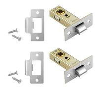 TOP-VIGOR Lot de 2 loquets à mortaise tubulaires en acier inoxydable avec butée de porte et vis, loquet de porte silencieux à ressort pour portes intérieures, poignées de porte à levier