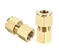 TOP-VIGOR Lot de 2 raccords de tube de compression en laiton G1/4 filetage femelle x 10 mm, adaptateur droit en laiton pour conduites d'air, d'eau, d'huile et de carburant