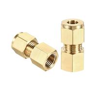 TOP-VIGOR Lot de 2 raccords de tube de compression en laiton G1/4 filetage femelle x 8 mm, adaptateur droit en laiton pour conduites d'air, d'eau, d'huile et de carburant