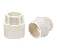 TOP-VIGOR Lot de 2 raccords de tuyau en PVC, 40 mm G1-1/4 filetage mâle en PVC, raccord d'union