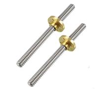 TOP-VIGOR Lot de 2 vis en plomb T8 de 100 mm de long, 8 mm de diamètre, tige filetée en acier inoxydable avec écrou en cuivre, filetage trapézoïdal pour imprimante 3D moteur pas à pas