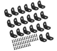 TOP-VIGOR Lot de 20 équerres de 20 mm x 20 mm de long pour bois, petit angle droit à 90 degrés, supports métalliques en acier inoxydable avec vis pour meubles, étagère, chaise, table, fenêtre