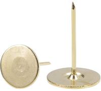 TOP-VIGOR Lot de 20 punaises à tête plate dorées pour tapissier, punaises à pousser robustes, punaises décoratives à tête plate de 19 x 30 mm pour mur, tableau en liège, meubles et tableau d’affichage