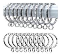 TOP-VIGOR Lot de 24 anneaux de rideau en métal de 25 mm de diamètre intérieur anneaux de fermeture à œillets coulissants pour tringles de fenêtre, rideaux de douche, rideaux de douche, argentés
