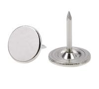 TOP-VIGOR Lot de 25 punaises à tête plate argentées pour tapisserie, très résistantes, 11 x 13 mm, punaises décoratives pour mur, tableau en liège, meubles et tableau d'affichage
