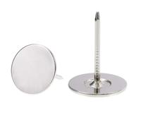 TOP-VIGOR Lot de 25 punaises à tête plate argentées pour tapisserie, très résistantes, 19 x 25 mm, punaises décoratives pour mur, tableau en liège, meubles et tableau d'affichage