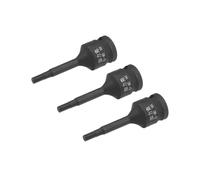 TOP-VIGOR Lot de 3 douilles hexagonales à impact, clé Allen H4 (4 mm), embouts hexagonaux en acier CR-MO de qualité supérieure, 60 mm de longueur pour clé dynamométrique, clé à cliquet, perceuses à