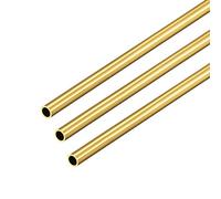 TOP-VIGOR Lot de 3 tubes ronds en laiton, diamètre extérieur de 6 mm, épaisseur de 0,2 mm, longueur de 300 mm, tubes droits en métal sans couture pour bricolage