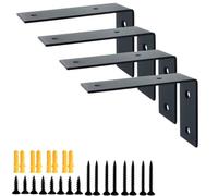TOP-VIGOR Lot de 4 supports d'étagère noirs, 125 mm x 85 mm x 45 mm de large, supports muraux robustes pour étagères, supports d'étagère murale à angle droit pour bois