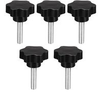 TOP-VIGOR Lot de 5 boutons de serrage M10 x 45 mm en forme d'étoile, 38 mm de diamètre, tête hexagonale en plastique, poignées filetées mâles