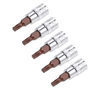 TOP-VIGOR Lot de 5 douilles Torx 6,35 mm x T15 CR-V, embouts Torx en acier S2 de qualité supérieure, 38 mm de longueur pour ynamométrique liquet, perceuses à percussion, barre coulissante
