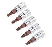 TOP-VIGOR Lot de 5 douilles Torx 6,35 mm x T20 CR-V, embouts Torx en acier S2 de qualité supérieure, 38 mm de longueur pour clé dynamométrique, clé à cliquet, perceuses à percussion, barre coulissante