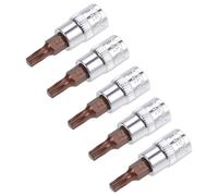 TOP-VIGOR Lot de 5 douilles Torx 6,35 mm x T25 CR-V, embouts Torx en acier S2 de qualité supérieure, 38 mm de longueur pour clé dynamométrique, clé à cliquet, perceuses à percussion, barre coulissante