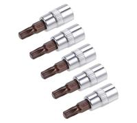 TOP-VIGOR Lot de 5 douilles Torx 6,35 mm x T30 CR-V, embouts Torx en acier S2 de qualité supérieure, 48 mm de longueur pour clé dynamométrique, clé à cliquet, perceuses à percussion, barre coulissante