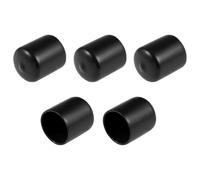 TOP-VIGOR Lot de 5 embouts en caoutchouc souple pour utilisation en intérieur et en extérieur - 28 mm ID - Capuchons ronds et protecteurs de filetages pour boulons, vis, tubes, câbles, fils - Noir