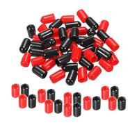 TOP-VIGOR Lot de 50 embouts en caoutchouc souple en vinyle souple pour boulons, vis, tubes, câbles, fils - 8 mm ID - Noir rouge