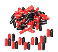 TOP-VIGOR Lot de 50 embouts en caoutchouc souple en vinyle souple pour boulons, vis, tubes, câbles, fils - 4 mm ID - Couvercles en caoutchouc souple pour intérieur et extérieur - Noir rouge