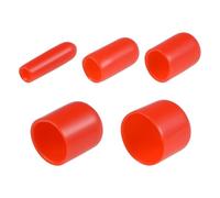 TOP-VIGOR Lot de 50 embouts en caoutchouc souple et ronds en vinyle souple pour boulons, vis, tubes, câbles, fils, 3 mm, 6 mm, 12 mm, 19 mm, 24 mm, rouge