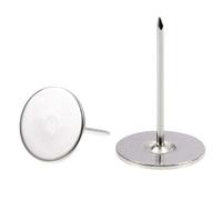 TOP-VIGOR Lot de 50 punaises argentées à tête plate pour meubles, chaises, canapés, têtes de lit, 19 x 30 mm