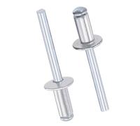 TOP-VIGOR Lot de 50 rivets aveugles en aluminium 6 mm x 12 mm, rivets pop pour métal avec mandrin, rivets à tête plate à extrémité ouverte pour bricolage, meubles et fixation générale