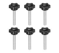 TOP-VIGOR Lot de 6 boutons de serrage hexagonaux M6 x 50 mm, tête en plastique de 25 mm de diamètre, filetage mâle