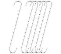 TOP-VIGOR Lot de 6 crochets de suspension en S, 300 mm, extra longs en acier, utilisation intérieure et extérieure pour jardin, salle de bain, placard, atelier, cuisine, ton argenté