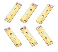 TOP-VIGOR Lot de 6 plaques de réparation plates à six trous de montage, supports droits pour réparation de connecteurs en bois 81 mm x 23 mm x 1,6 mm