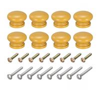 TOP-VIGOR Lot de 8 boutons de tiroir ronds en bois avec vis pour tiroirs, armoires, armoires et commodes, 33 x 23 mm, jaune massif