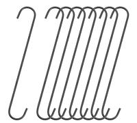 TOP-VIGOR Lot de 8 crochets de suspension en S extra longs en acier de 300 mm, utilisation intérieure et extérieure pour jardin, salle de bain, placard, atelier, cuisine, noir