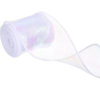TOP-VIGOR Ruban en organza transparent scintillant de 6 cm de large, 9,1 m, en mousseline de soie de polyester irisé pastel scintillant pour emballage cadeau, bouquet, nœuds de mariage, couronnes,