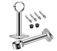 Top-Vigor Support de Tuyau de Garde-Robe de 25mm de diamètre, 2X Tige de Rail de Montage au Plafond de 250mm de Hauteur, Support de Levier de Placard de Rideau de Douche en Acier Inoxydable