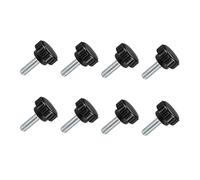 TOP-VIGOR Vis moletées M6 x 10 mm à filetage mâle, 8 boutons moletés en acier au carbone, vis moletées à poignée métrique avec poignée en plastique thermodurcissable