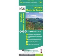 Top75016 cezallier-monts du cantal - inclus 5 zoom au 1/25000 - Collectif - Ign Institut Geographique National - Atlas / carte