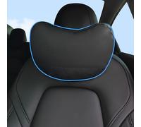 TOPABYTE Oreiller Appuie-tête pour Voiture Coussin de Nuque en Cuir Nappa Véritable Coussin de Soutien du Cou Doux pour la Conduite à Domicile ou au Bureau, Convient à Tous Les Véhicules, 1 PC, Noir