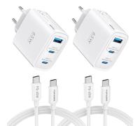 TOPADRE Chargeur USB C 65W, 2 pièces Chargeur Rapide avec 2 câbles 60W (2m)