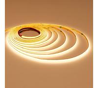 TOPAI 12V Ruban LED COB 3000K,Bande LED 5M Blanc Chaud 3mm Largeur,384LEDs/M CRI90+ Flexible Découpable IP20 Non Étanche pour Maison Chambre Cuisine