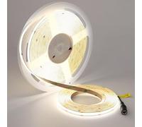 TOPAI 24V COB Ruban LED 10M Blanc, Band LED 5000K CRI>90, Haute Luminosité 7000Lm 384LED/M IP20 Non Étanche Autocollant Flexible pour Maison Chambre Cuisine