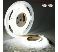 TOPAI 24V COB Ruban LED Blanc 5000K 5M IP65 Étanche CRI 90+ Haute Densité 480LED/M 4000LM Découpable Flexible Bande LED pour Maison Chambre Cuisine