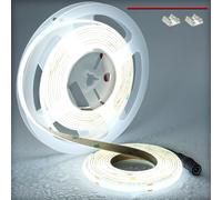 TOPAI 24V Ruban LED COB 6000K Blanc Froid 5M IP65 Étanche CRI 90+ 4000LM Haute luminosité 480LED/M Haute Densité Découpable Flexible Bande LED pour Maison Chambre Cuisine