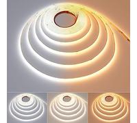 TOPAI 24V Ruban LED COB CCT 5M, Dimmable Blanc 2700K-6500K CRI90+,5mm Largeur 608LEDs/M Flexible Découpable IP20 Non Étanche Pour Cuisine Chambre DIY Éclairage