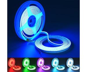 TOPAI - Bande de lumières LED RGB à émission latérale, 630 LEDs/m DC24 V, 1,98 m, ruban flexible avec support autocollant, 8 mm de large pour chambre, rétroéclairage de TV, cuisine, décoration de