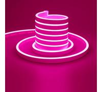 TOPAI Neon Ruban LED 5M Rose, Bande Neon LED Lumineuse 12V Rose Silicone Etanche, Découpable Flexible Néon Lumière pour Intérieur/Extérieur Décoration