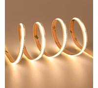 TOPAI Ruban LED COB 12V 5M Blanc Chaud 3000K 6mm Largeur 320 LED/M CRI>90 Flexible Autocollant Découpable pour cuisine, éclairage d'armoires, salon, intérieur