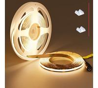 TOPAI Ruban LED COB 12V Blanc Chaud 3000K, PCB Noir, 5 Mètre 480 LED/M, 4000Lm CRI>90, Autocollante, Flexible et Découpable, pour cuisine, éclairage d'armoires, salon, intérieur