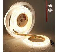 TOPAI Ruban LED COB 12V Blanc Chaud Exterieur Etanche IP65, 5M Bande LED 3000K Autocollant, Découpable, CRI>90, 480LEDs/M Haute Densité, Largeur 8mm pour Cuisine, Armoire, Décoration de la Maison