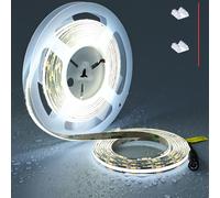 TOPAI Ruban LED COB 12V Blanc Froid 6000K Étanche IP65, PCB Noir, 5 Mètre 480 LED/M, 4000Lm CRI>90, Autocollante, Découpable, pour cuisine, éclairage d'armoires, salon, extérieure