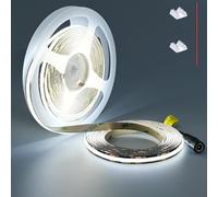 TOPAI Ruban LED COB 12V Blanc Froid 6000K, PCB Noir, 5 Mètre 480 LED/M, 4000Lm CRI>90, Autocollante, Flexible et Découpable, pour cuisine, éclairage d'armoires, salon, intérieur