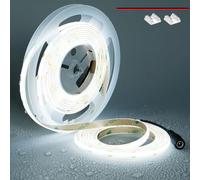 TOPAI Ruban LED COB 12V Blanc Froid Exterieur Etanche IP65, 5M Bande LED 6000K Autocollant, Découpable, CRI>90, 480LEDs/M Haute Densité, Largeur 8mm pour Cuisine, Armoire, Décoration de la Maison