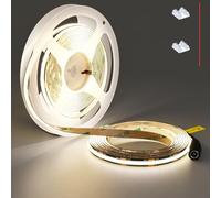 TOPAI Ruban LED COB 12V Blanc Naturel 4000K, PCB Noir, 5 Mètre 480 LED/M, 4000Lm CRI>90, Autocollante, Flexible et Découpable, pour cuisine, éclairage d'armoires, salon, intérieur